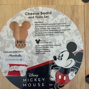 NEW WITH tags-Disney Mickey Mouse Cheese Board Set with Tools